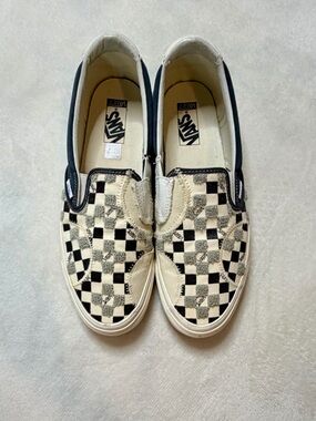 Vans Vault RARE SlipOn Mens Size 12 Black/White Patchwork Sherpa Skate Shoe